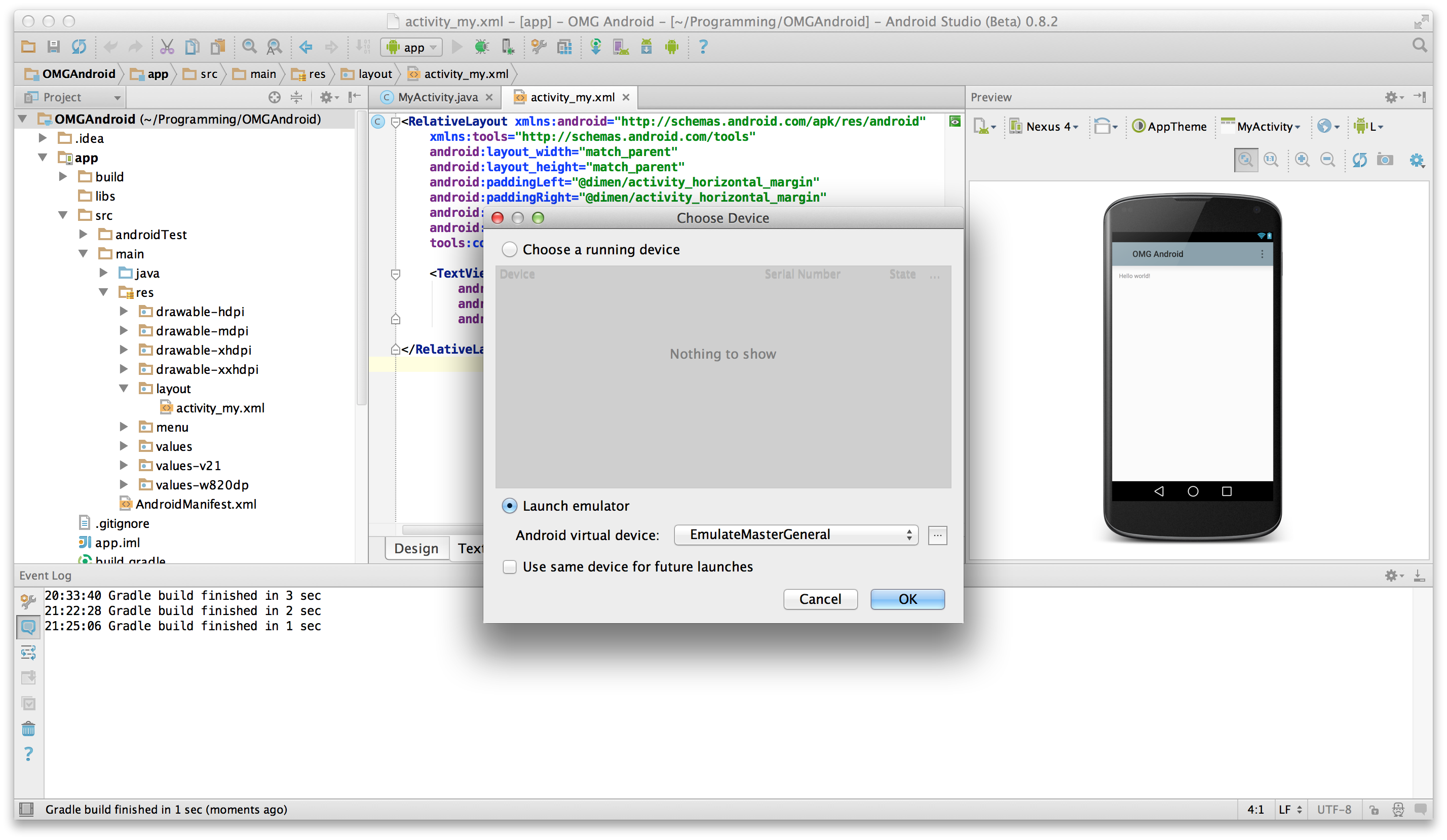 open android emulator in android studio mac